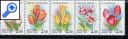 фото почтовой марки: Россия Тюльпаны 2001 год Михель 657-661 Сцепка