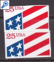 фото почтовой марки: США Флаг  Сцепка две беззубцовые марки