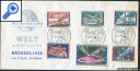 фото почтовой марки: Отличная Бельгия 1957 год Михель 1135-1141 Выставка FDC's